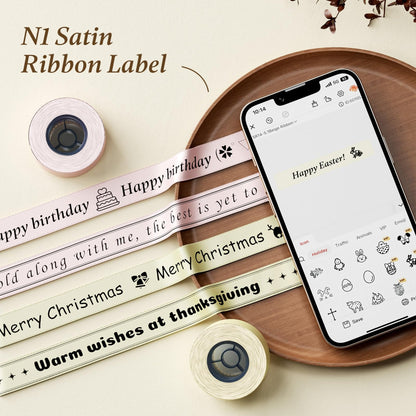 NB624 - NIIMBOT - N1 - BLUETOOTH SATIN RIBBON & LABEL PRINTER KIT INCLUDES BOTH SETS - BEIGE