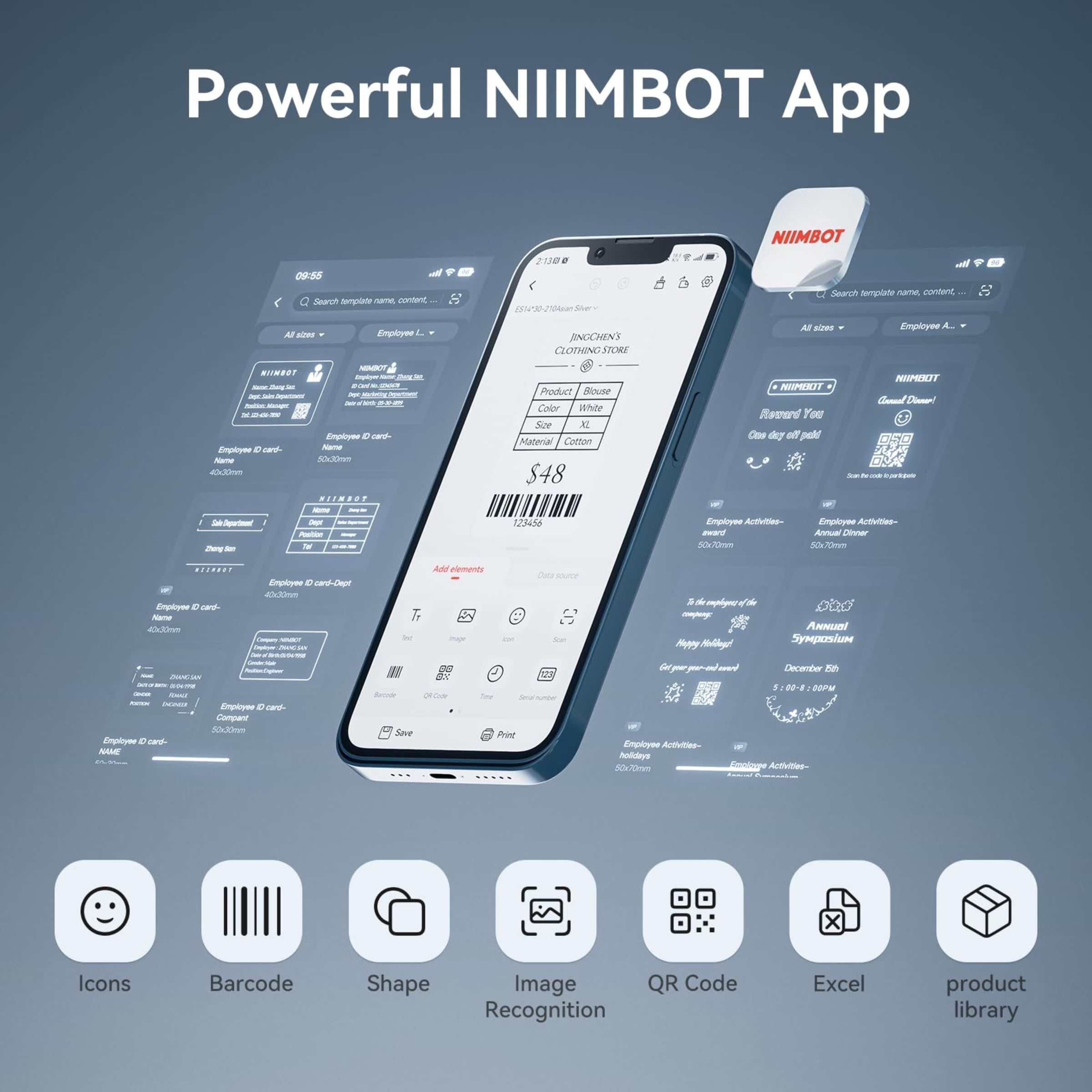 NIIMBOT - K3 - THERMAL BUSINESS BLUETOOTH LABEL PRINTER - INCLUDING 50*30MM LABEL ROLL WITH 900 LABELS