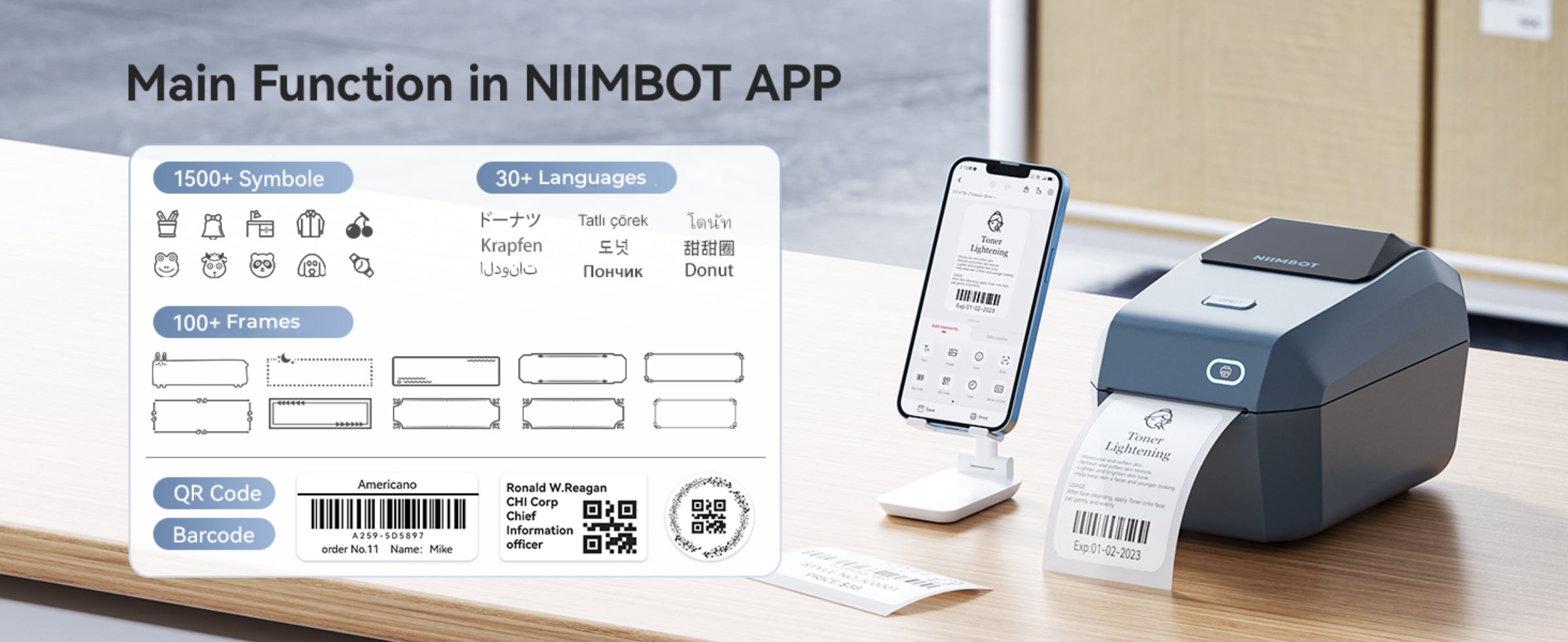 NIIMBOT - K3 - THERMAL BUSINESS BLUETOOTH LABEL PRINTER - INCLUDING 50*30MM LABEL ROLL WITH 900 LABELS