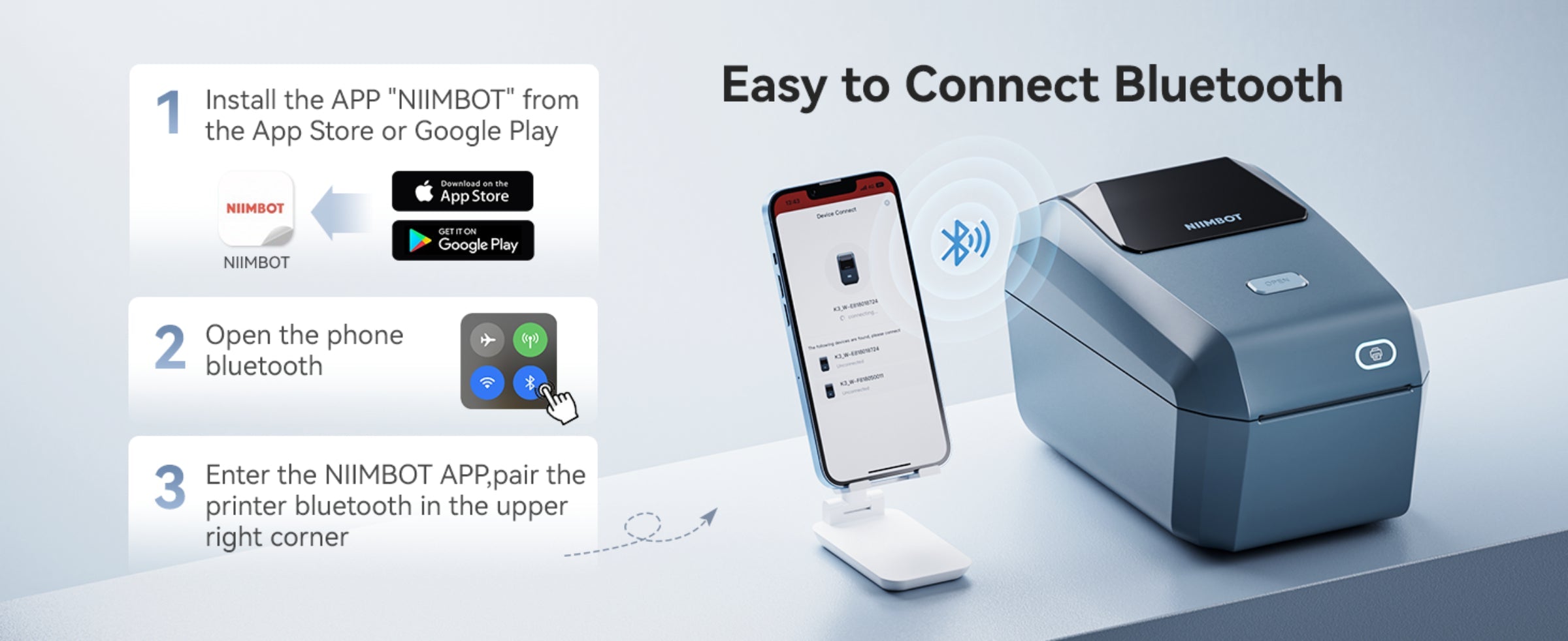 NIIMBOT - K3_W - THERMAL BUSINESS BLUETOOTH & WIFI LABEL PRINTER - INCLUDING 50*30MM LABEL ROLL WITH 900 LABELS