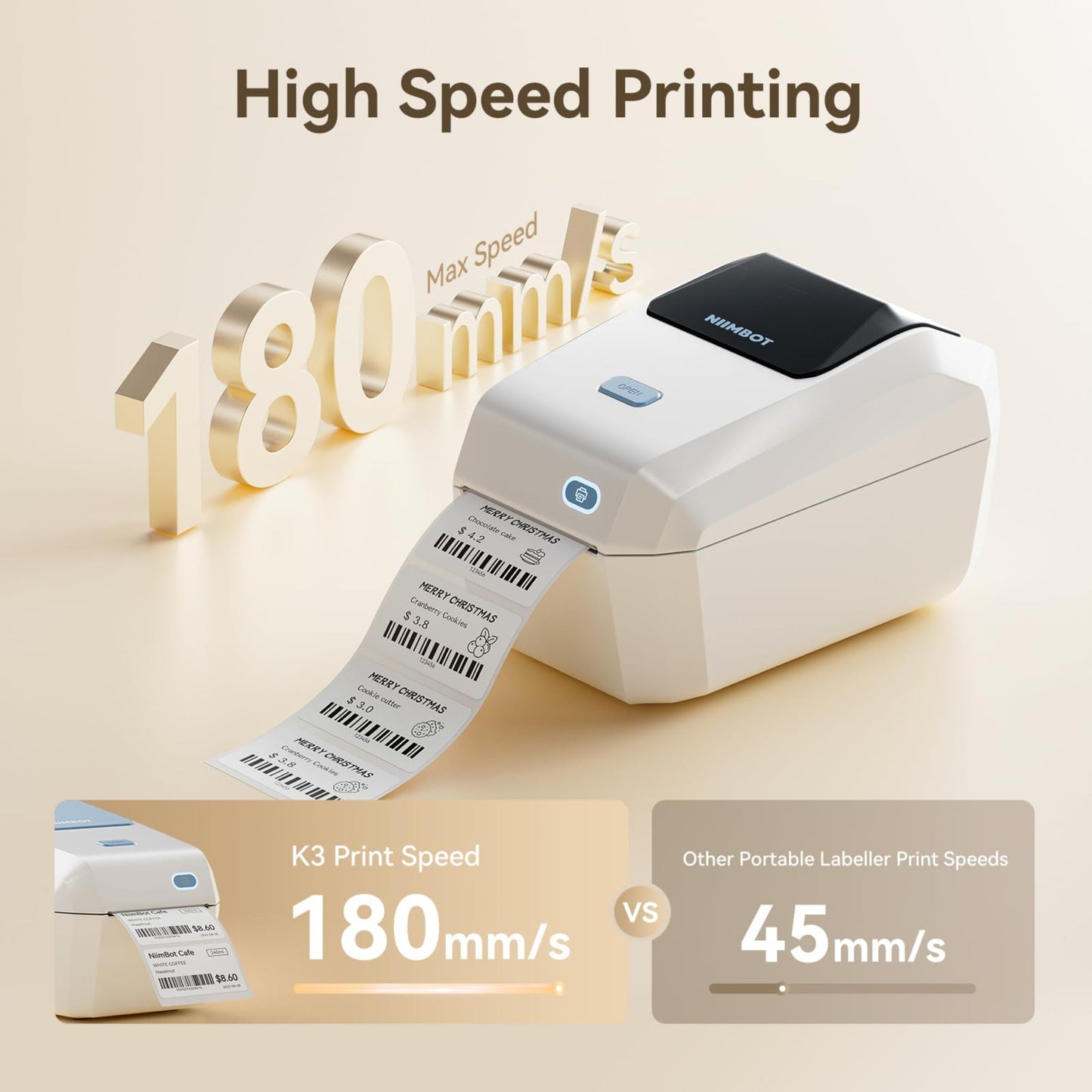 NIIMBOT - K3 - THERMAL BUSINESS BLUETOOTH LABEL PRINTER - INCLUDING 50*30MM LABEL ROLL WITH 900 LABELS