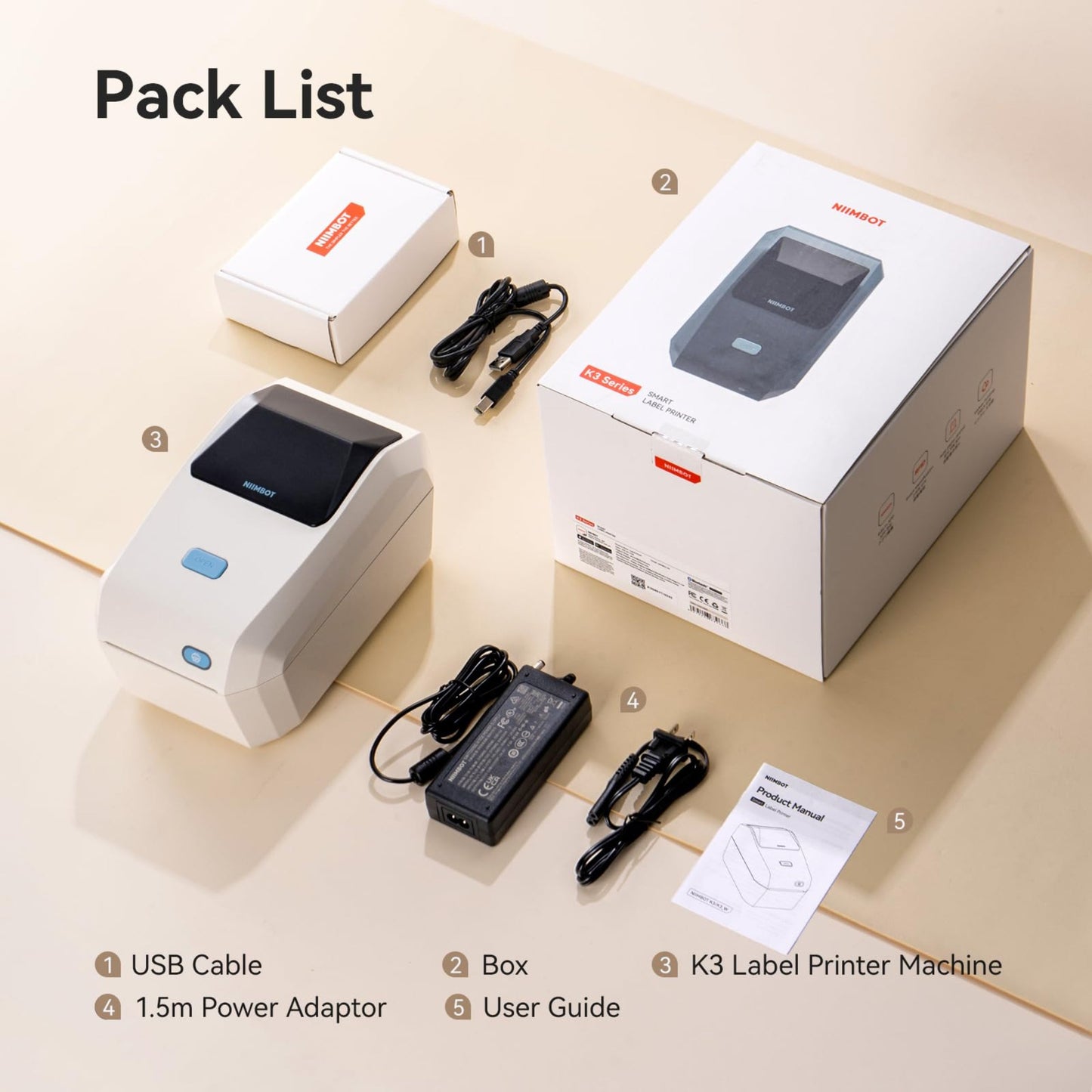 NIIMBOT - K3 - THERMAL BUSINESS BLUETOOTH LABEL PRINTER - INCLUDING 50*30MM LABEL ROLL WITH 900 LABELS
