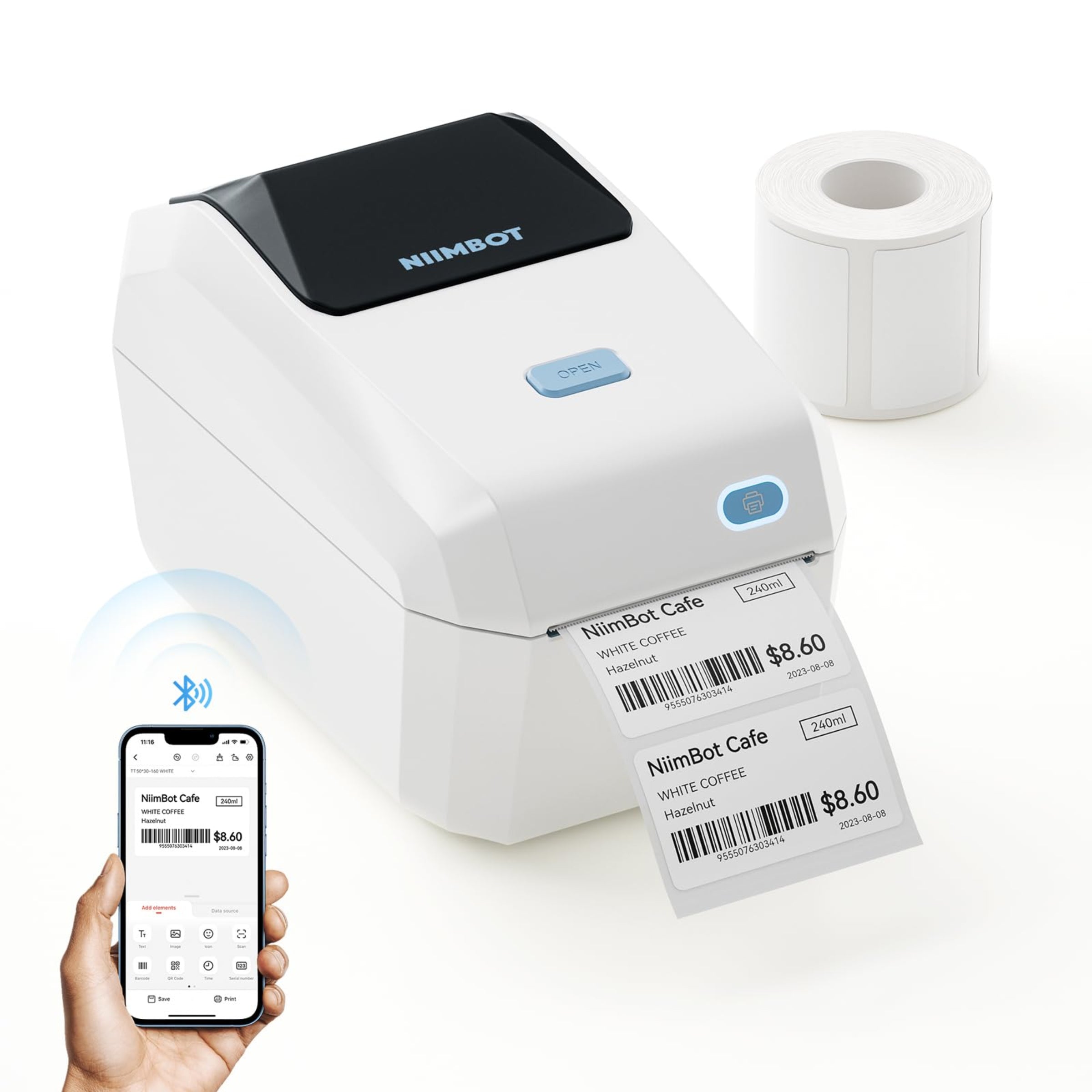 NIIMBOT - K3 - THERMAL BUSINESS BLUETOOTH LABEL PRINTER - INCLUDING 50*30MM LABEL ROLL WITH 900 LABELS