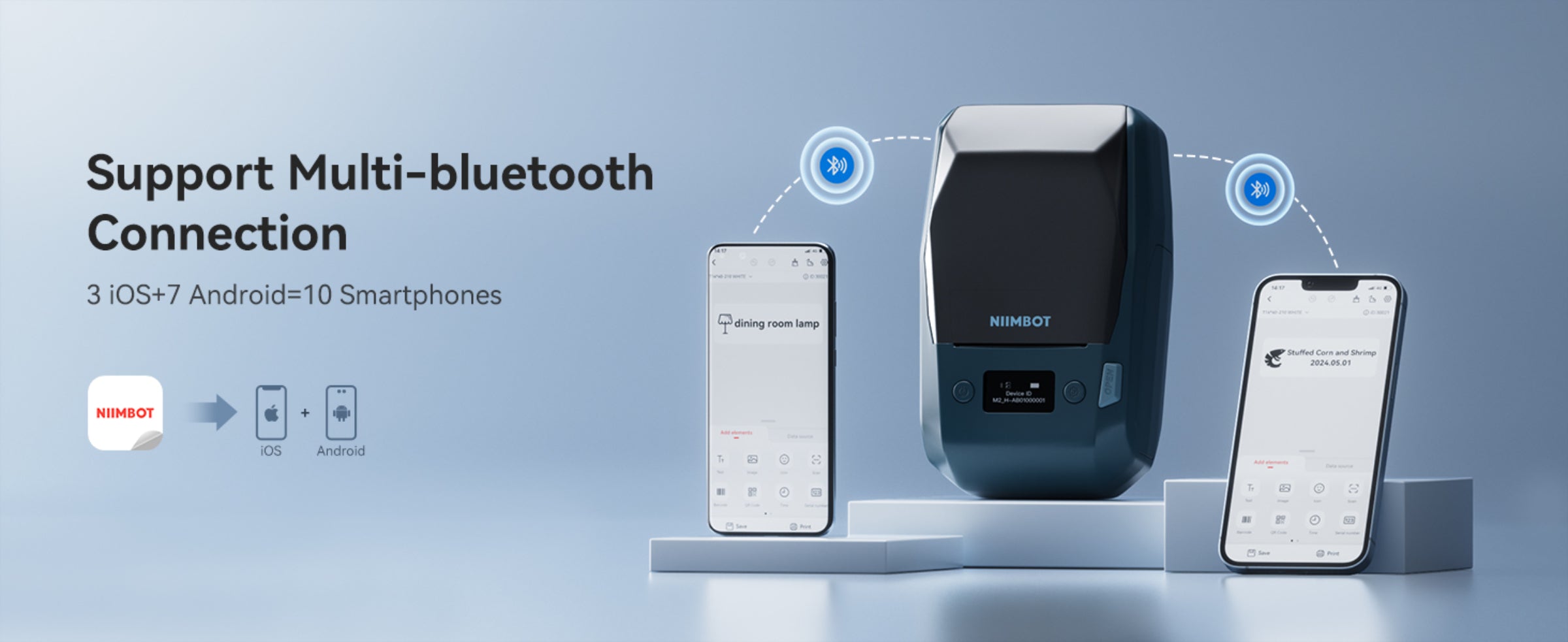 NB589 - NIIMBOT - MODEL: M2_H - THERMAL TRANSFER BLUETOOTH LABEL PRINTER - 300DPI - INCLUDING BLACK RIBBON CARTRIDGE & 50*30MM LABEL ROLL