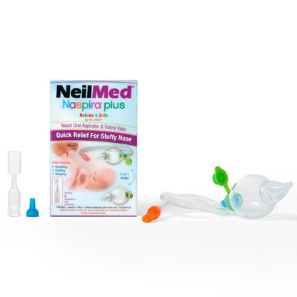 NEILMED - NASPIRA PLUS - NASAL-ORAL ASPIRATOR WITH 8 SALINE VIALS
