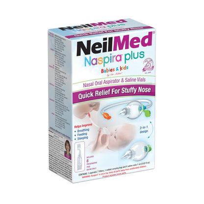 NEILMED - NASPIRA PLUS - NASAL-ORAL ASPIRATOR WITH 8 SALINE VIALS
