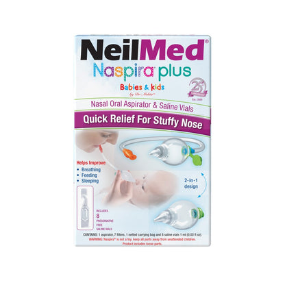 NEILMED - NASPIRA PLUS - NASAL-ORAL ASPIRATOR WITH 8 SALINE VIALS