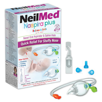 NEILMED - NASPIRA PLUS - NASAL-ORAL ASPIRATOR WITH 8 SALINE VIALS