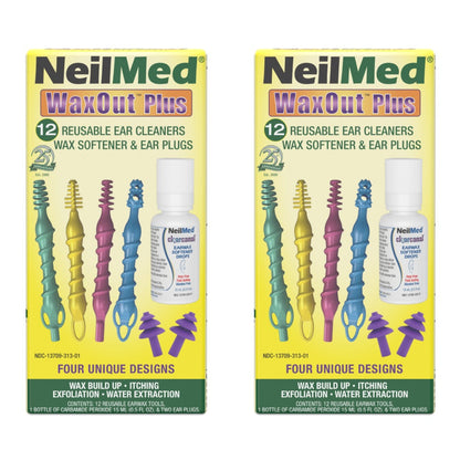 NEILMED - WAXOUT PLUS - REUSEASBLE EAR CLEANERS  WITH CARBAMIDE PEROXIDE