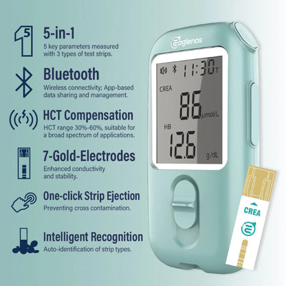 EAGLENOS - CREATININE, URIC ACID & GLUCOSE BLOOD TEST METER ONLY (M432) - NO STRIPS OR ACCESSORIES
