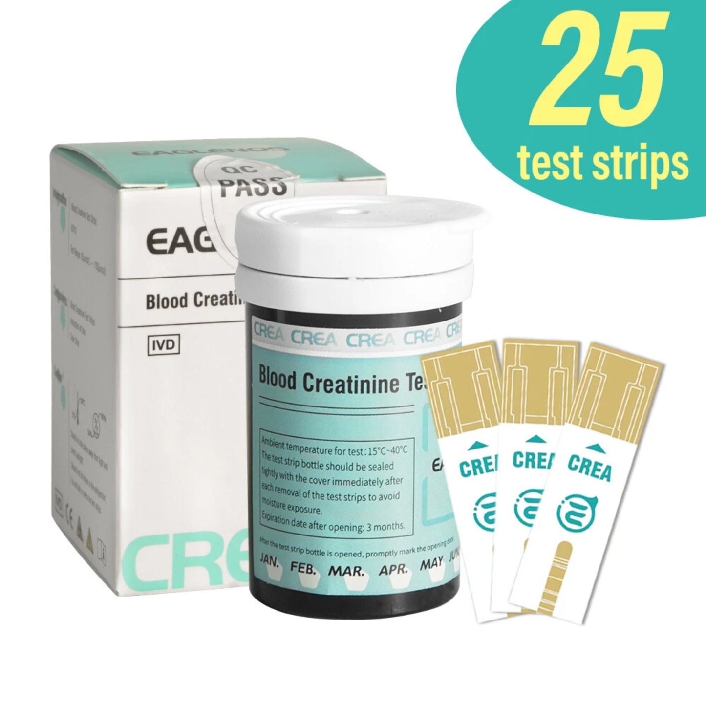 EAGLENOS - CREATININE BLOOD TEST STRIPS (iCR10) - BOX OF 25