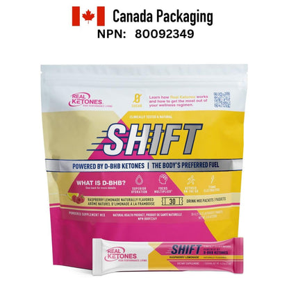REAL KETONES - SHIFT - D-BHB EXOGENOUS KETONE DRINK MIX POWDER + ELECTROLYTES - 30 PACKETS