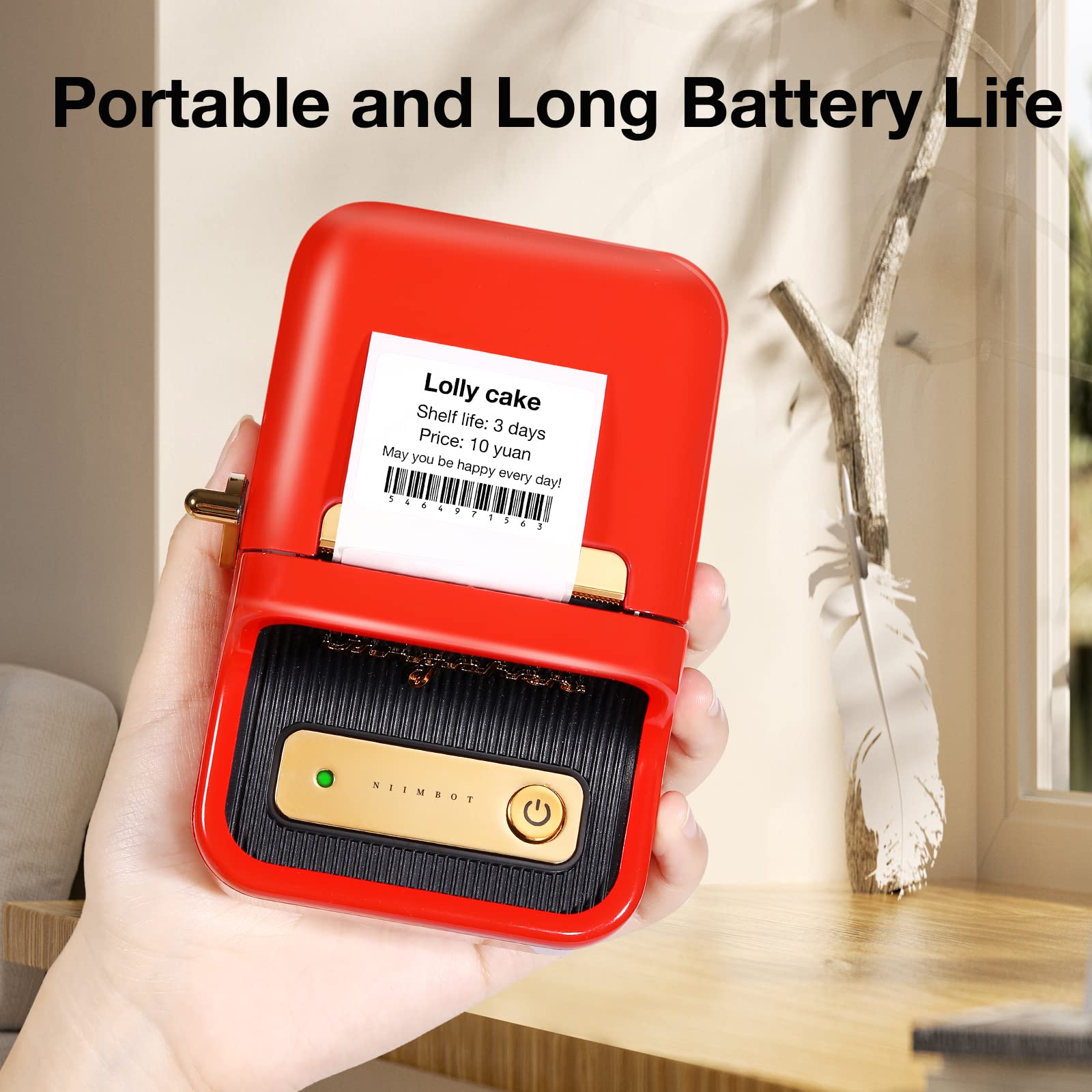 NB109 - NIIMBOT - B21 - PORTABLE THERMAL LABEL BLUETOOTH PRINTER INCLUDING FREE LABEL (50*30MM - WHITE)