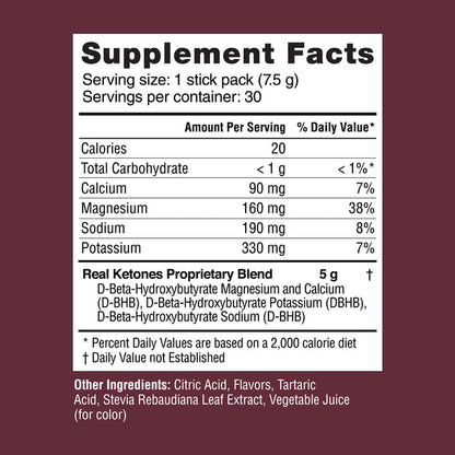 REAL KETONES - SHIFT - D-BHB EXOGENOUS KETONE DRINK MIX POWDER + ELECTROLYTES - 30 PACKETS