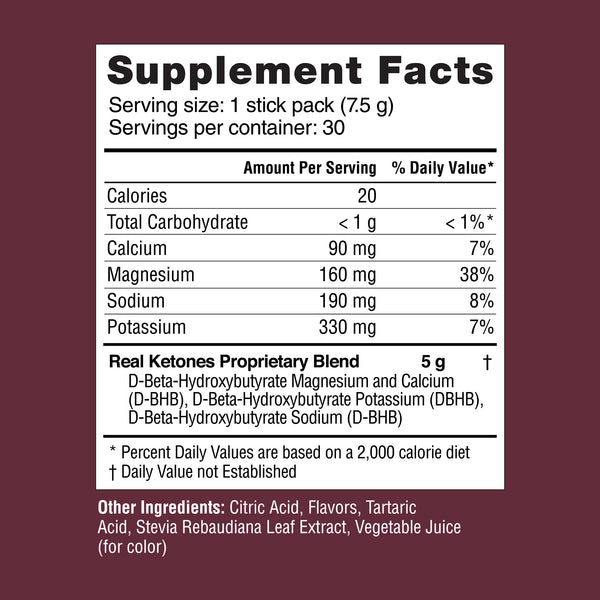 REAL KETONES - SHIFT - D-BHB EXOGENOUS KETONE DRINK MIX POWDER + ELECTROLYTES - 30 PACKETS