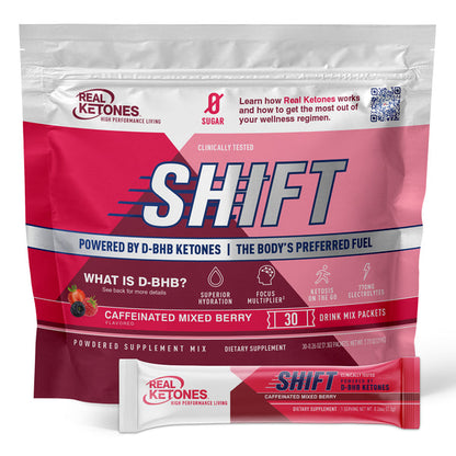 REAL KETONES - SHIFT - D-BHB EXOGENOUS KETONE DRINK MIX POWDER + ELECTROLYTES - 30 PACKETS