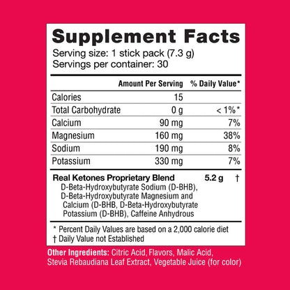 REAL KETONES - SHIFT - D-BHB EXOGENOUS KETONE DRINK MIX POWDER + ELECTROLYTES - 30 PACKETS