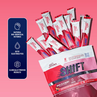 REAL KETONES - SHIFT - D-BHB EXOGENOUS KETONE DRINK MIX POWDER + ELECTROLYTES - 30 PACKETS