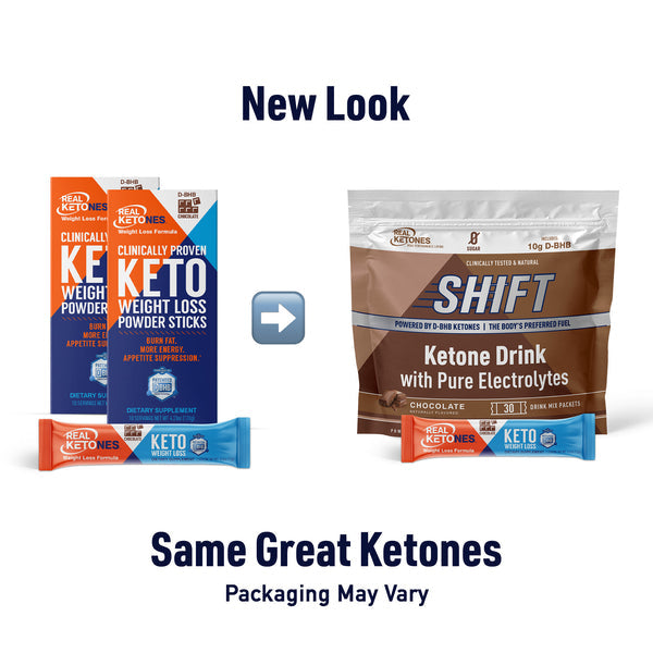 REAL KETONES - SHIFT - D-BHB EXOGENOUS KETONE DRINK MIX POWDER + ELECTROLYTES - 30 PACKETS