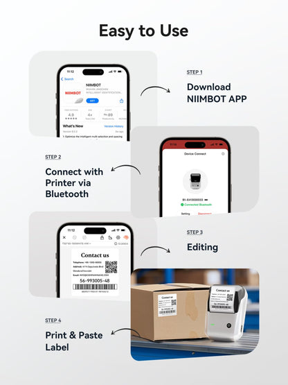 NB493 - NIIMBOT - B1 - PORTABLE THERMAL LABEL BLUETOOTH PRINTER INCLUDING FREE LABEL (50*30MM - WHITE)