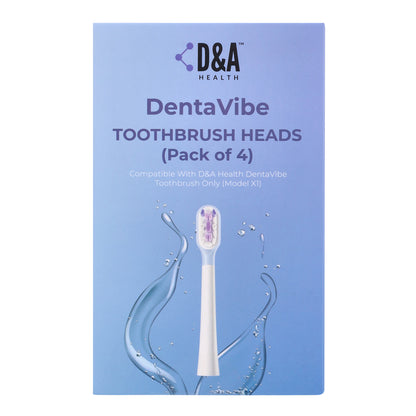 D&A HEALTH - DENTAVIBE - X1 - BRUSH HEADS - PACK OF 4 - WHITE