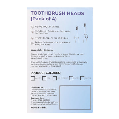 D&A HEALTH - DENTAVIBE - X1 - BRUSH HEADS - PACK OF 4 - WHITE