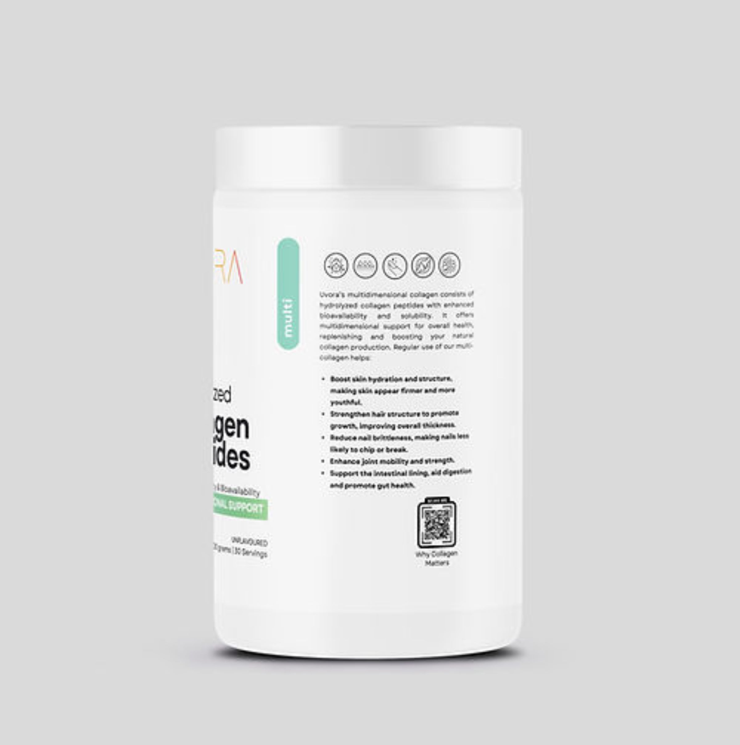 UVORA - HYRDROLYZED COLLAGEN PEPTIDES - MULTIDIMENSIONAL SUPPORT - 300 GRAMS