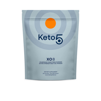 KETO 5 - XO8 - C8 MCT EXTRA STRENGTH POWDER - 30 SACHETS - 10 GRAMS PER SERVING