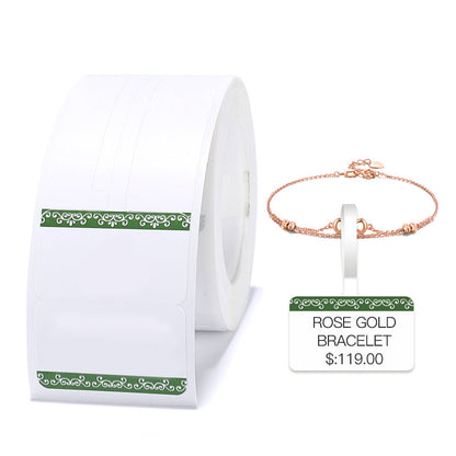 NB208 - NIIMBOT - B1 / B21 / B3S / B4 - 25X30+45MM - RING - 100 LABELS PER ROLL - GREEN BORDER DESIGN