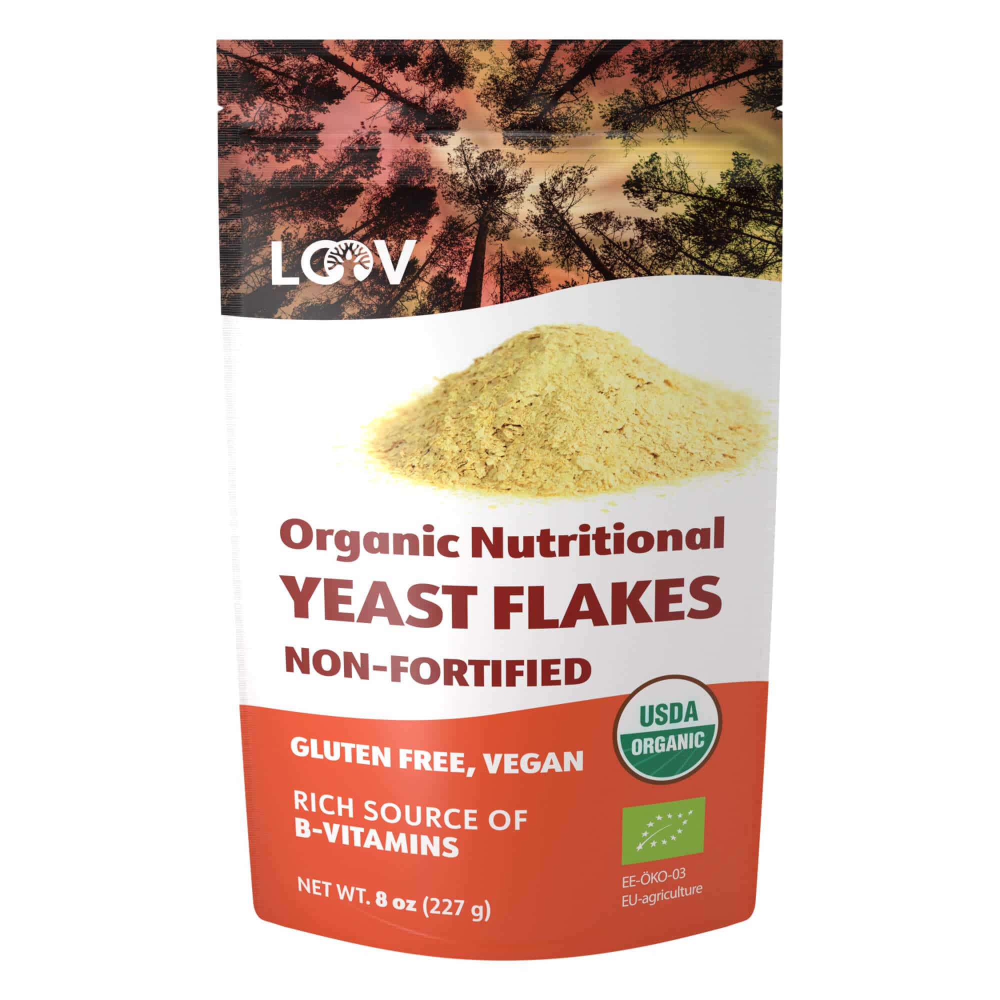 LOOV - ORGANIC NON-FORTIFIED NUTRITIONAL YEAST FLAKES - 227 GRAMS