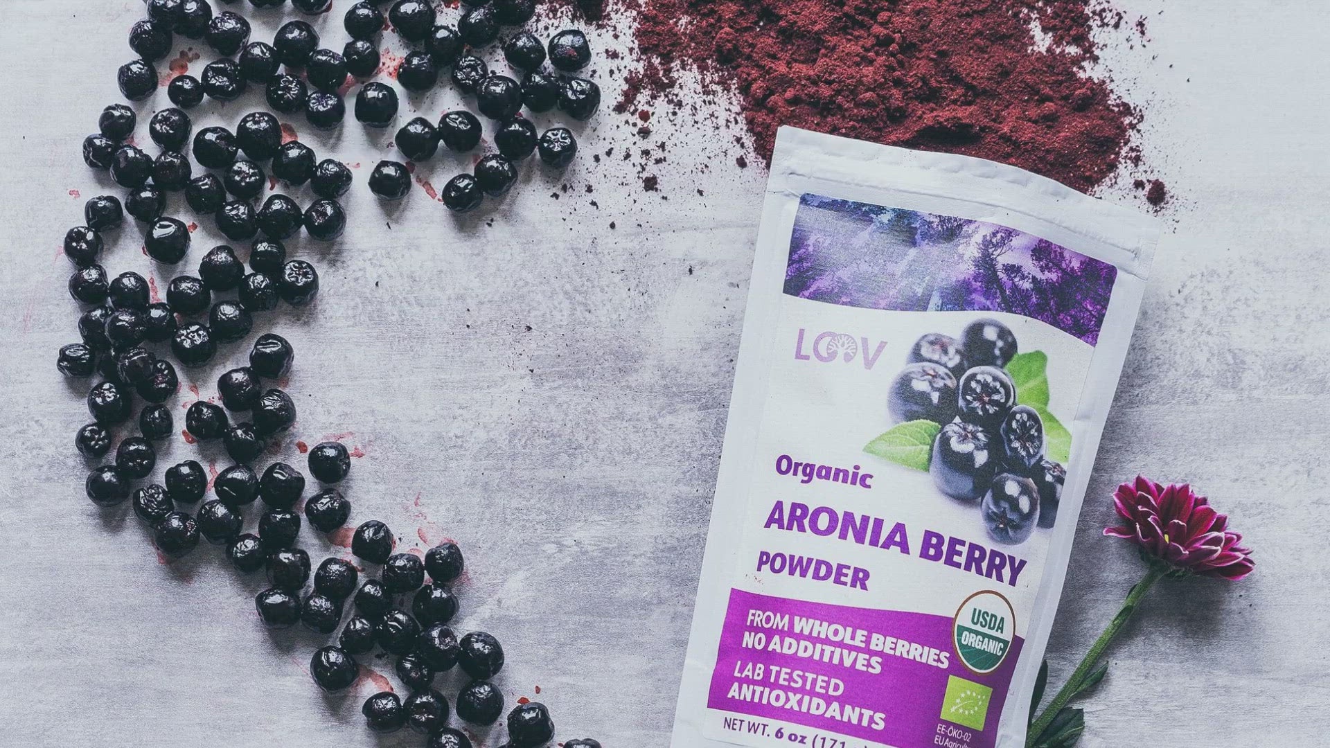 LOOV - ORGANIC ARONIA (CHOKE) BERRY POWDER (FREEZE-DRIED) - 171G