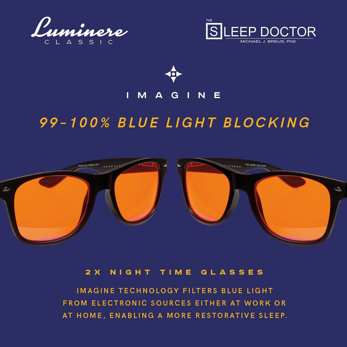 LUMINERE BLUE LIGHT BLOCKING GLASSES - DR MICHAEL BREUS