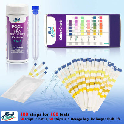 SJ WAVE - 7 IN 1 POOL & SPA TEST STRIPS (100'S)