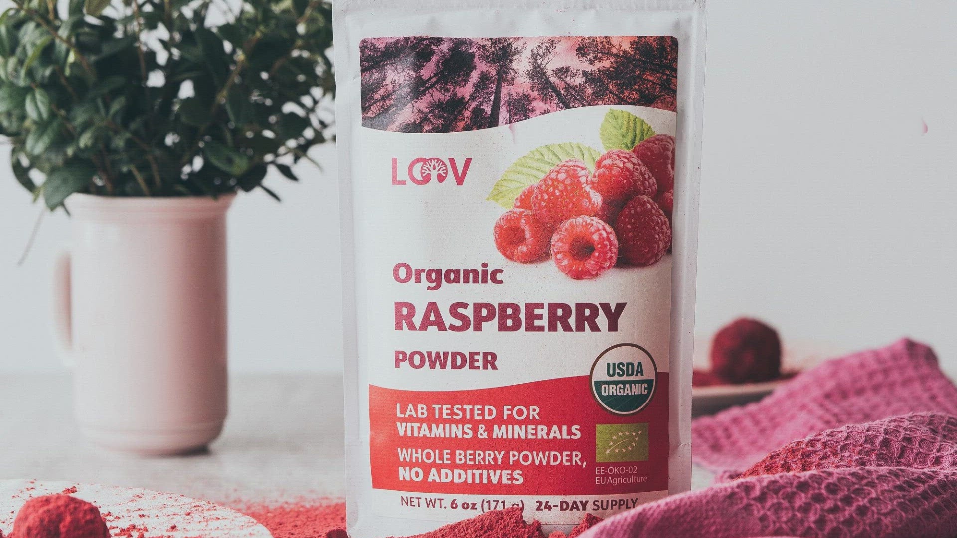 LOOV - ORGANIC RASPBERRY POWDER (FREEZE-DRIED) - 171G