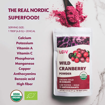 LOOV - ORGANIC WILD CRANBERRY POWDER (FREEZE-DRIED) - 91G