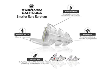 EARGASM HIGH FIDELITY EARPLUGS - SMALLER EARS OR STANDARD SIZE - TRANSPARENT EDITION