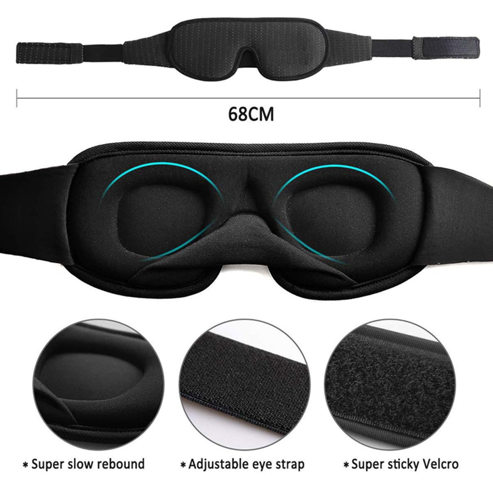D&A HEALTH - 3D SLEEP EYE MASK WITH BREATHABLE MESH