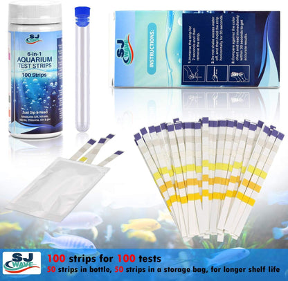 SJ WAVE - 6 IN 1 AQUARIUM TEST STRIP KIT (100'S)