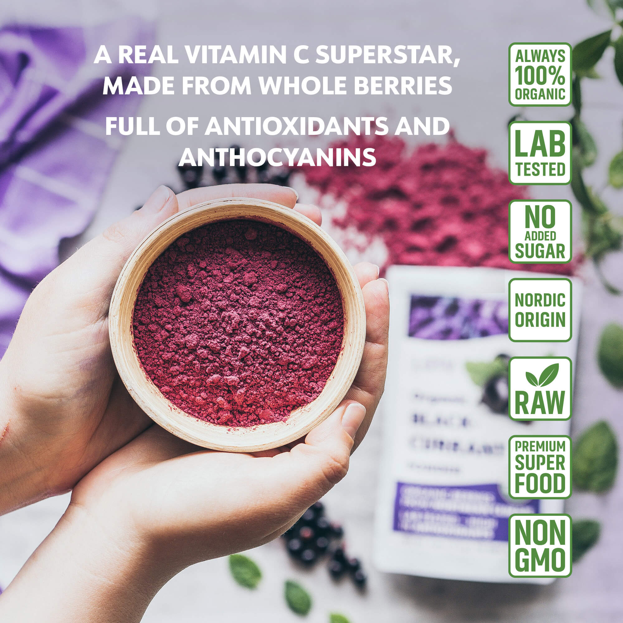 LOOV - ORGANIC BLACK-CURRANT POWDER (FREEZE-DRIED)