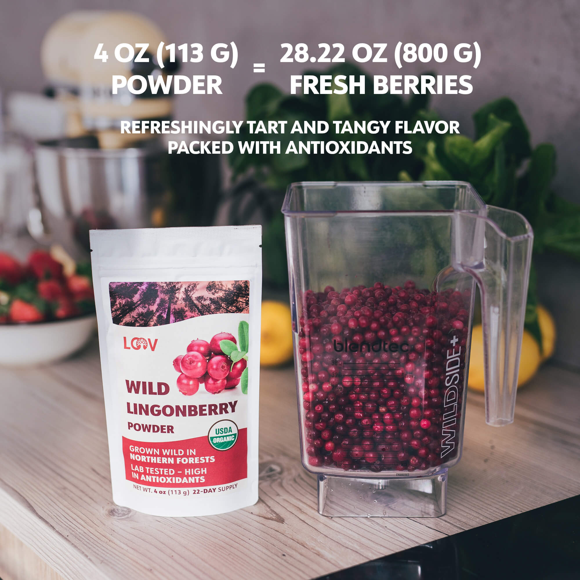 LOOV - ORGANIC WILD LINGONBERRY POWDER (FREEZE-DRIED) - 113G
