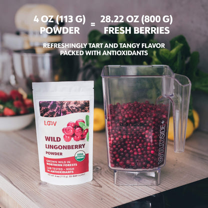 LOOV - ORGANIC WILD LINGONBERRY POWDER (FREEZE-DRIED) - 113G