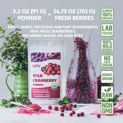 LOOV - ORGANIC WILD CRANBERRY POWDER (FREEZE-DRIED) - 91G