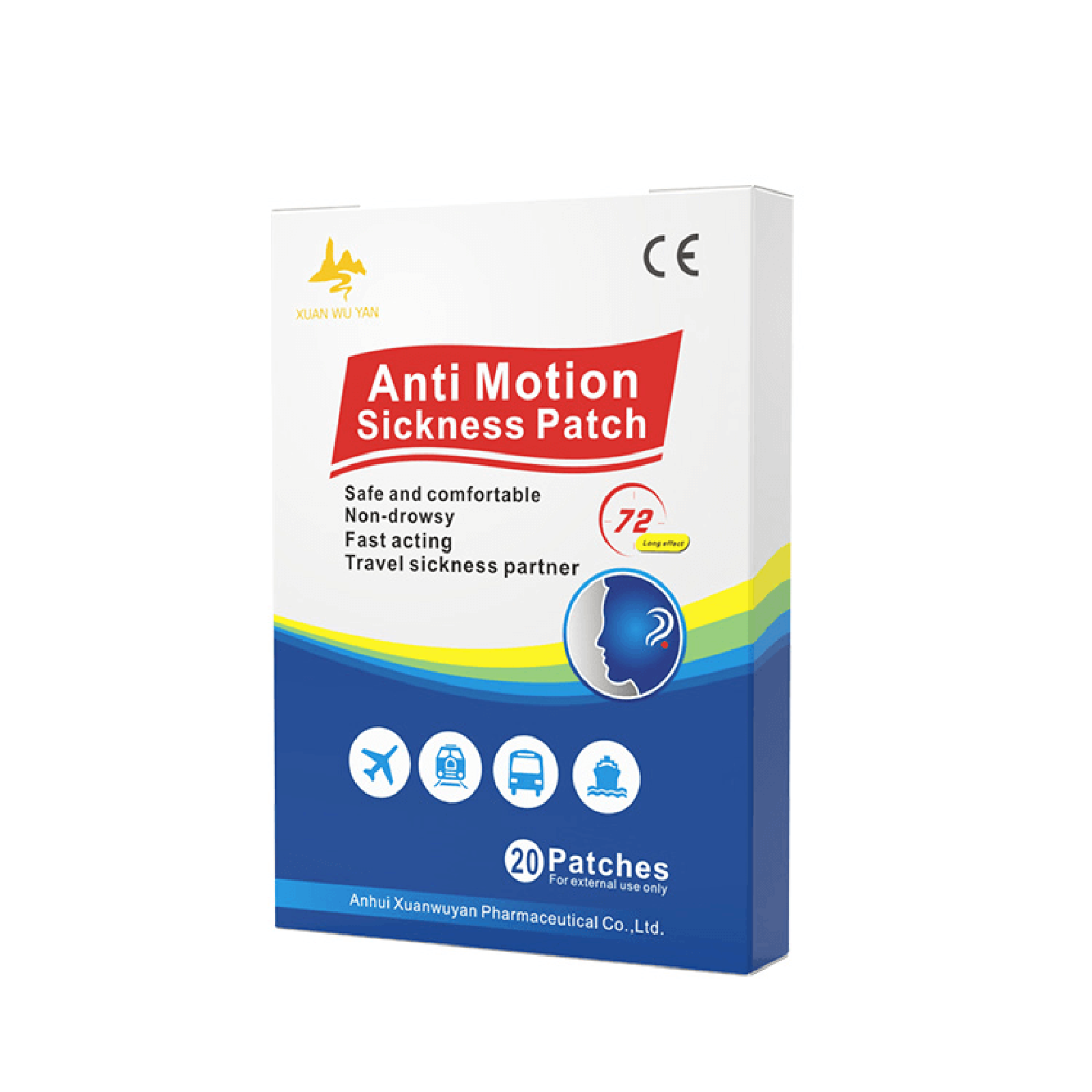 ANTI MOTION SICKNESS PATCH - RELIEF UP TO 72 HOURS - 20 PATCHES