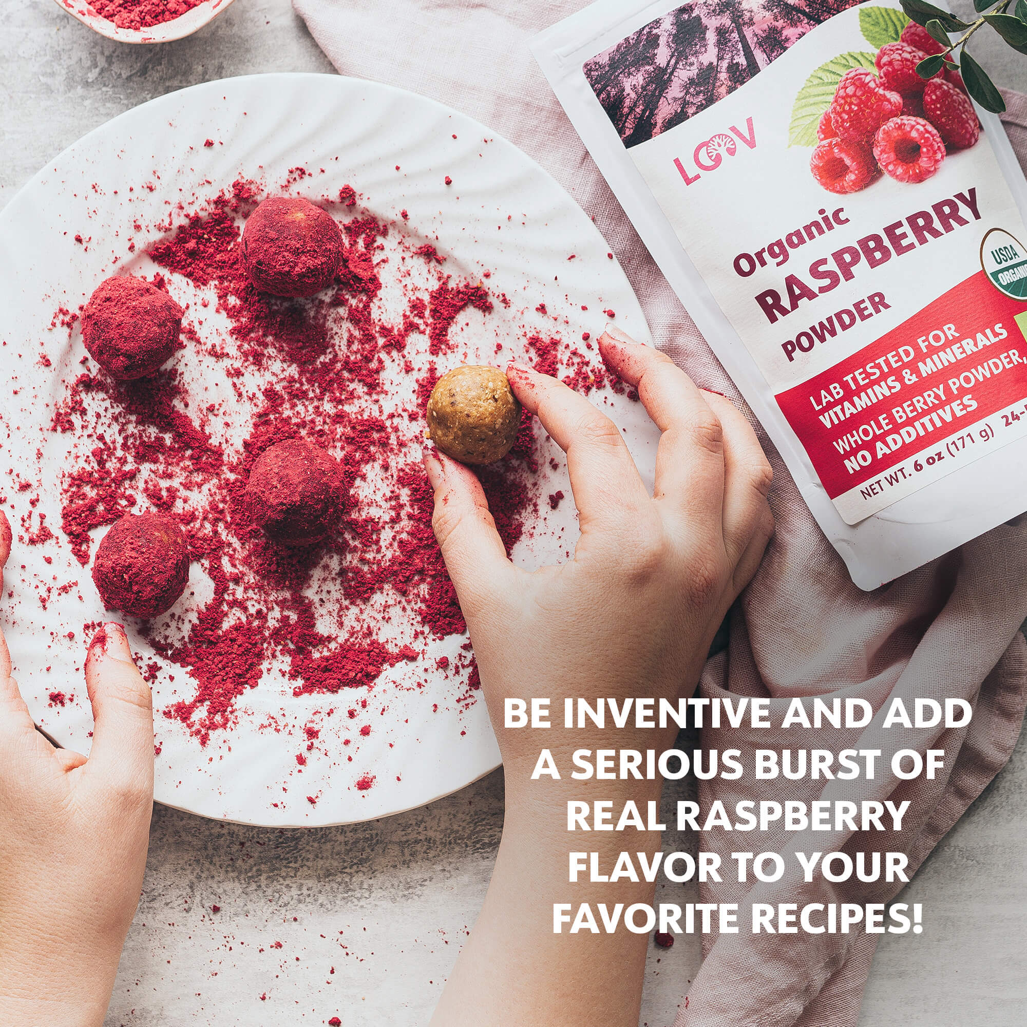 LOOV - ORGANIC RASPBERRY POWDER (FREEZE-DRIED) - 171G