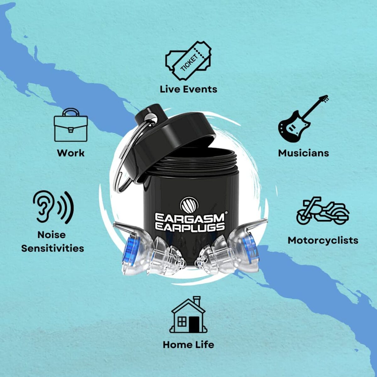 EARGASM HIGH FIDELITY EARPLUGS - SMALLER EARS OR STANDARD SIZE