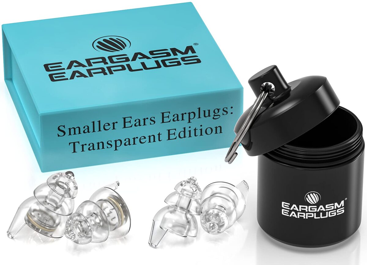 EARGASM HIGH FIDELITY EARPLUGS - SMALLER EARS OR STANDARD SIZE - TRANSPARENT EDITION