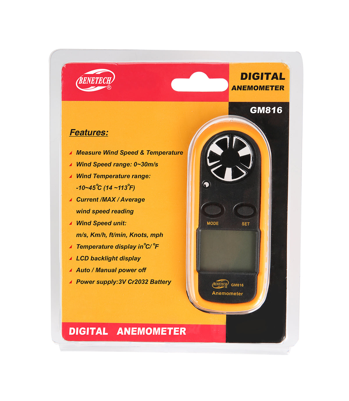 BENETECH - DIGITAL ANEMOMETER (GM816)