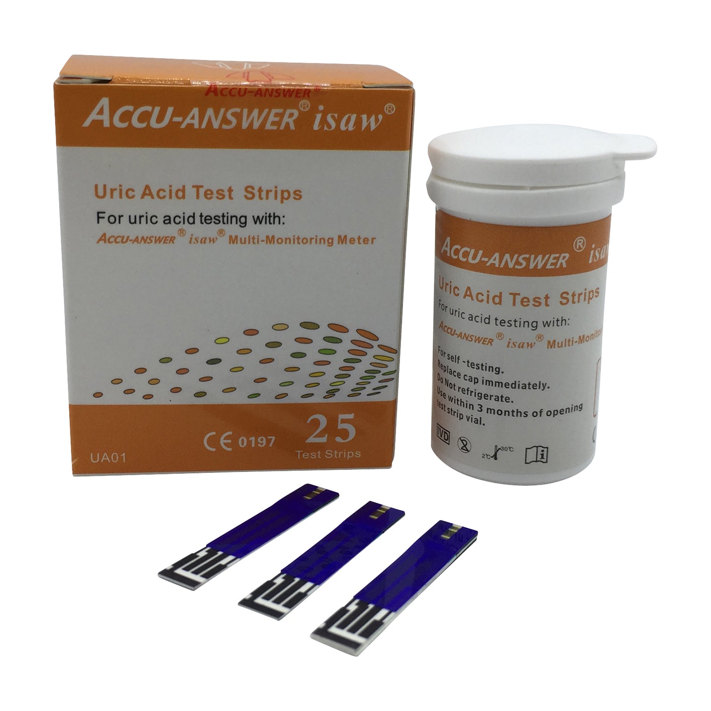 URIT 50 Uric Acid Test Strips (Test Strips Only) for URIT (Model: PA-11)  Uric Acid Monitor. 2 Boxes Total 25 Test Strips Per Box. (Includes 50 Test  Strips and 50 lancets.)