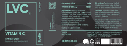 LIPOLIFE - LVC1 LIPOSOMAL VITAMIN C - 1,000MG PER 5ML - 240ML (SOY)