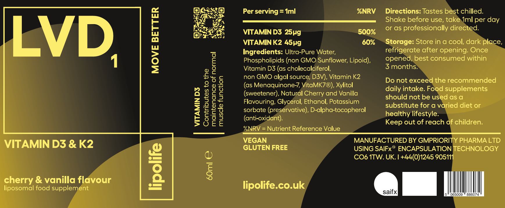 LIPO LIFE - LVD1 VITAMIN D3 AND VITAMIN K2